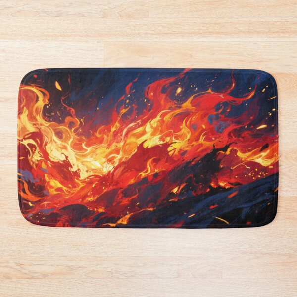 Item preview, Intense Flowing Flames and Glowing Sparks Spreading Across Dark Background in Dynamic Abstract Fire Artwork designed and sold by Mimoshi ⭐⭐⭐⭐⭐.