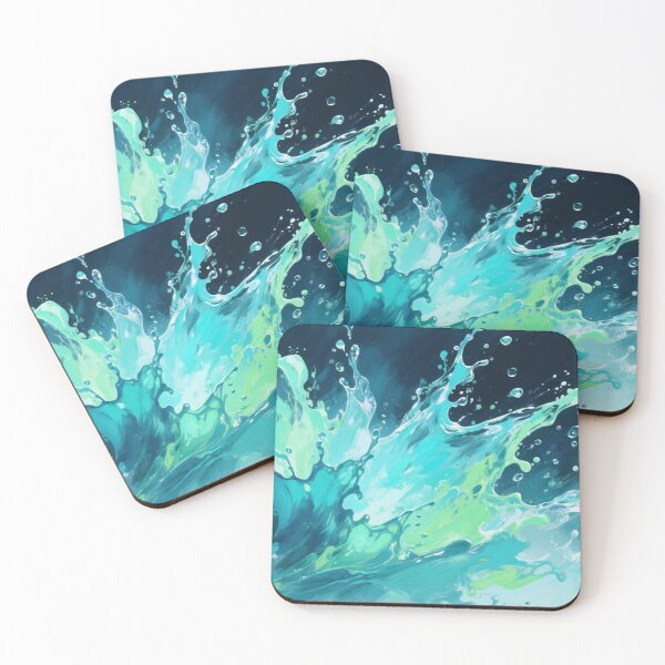 Item preview, Vivid Splash of Turquoise and Aqua Waves with Water Droplets in Dynamic Ocean Energy Artwork designed and sold by Mimoshi ⭐⭐⭐⭐⭐.