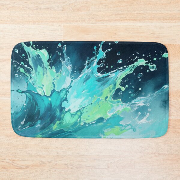 Item preview, Vivid Splash of Turquoise and Aqua Waves with Water Droplets in Dynamic Ocean Energy Artwork designed and sold by Mimoshi ⭐⭐⭐⭐⭐.