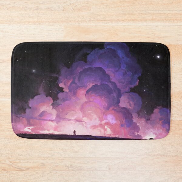 Item preview, Dreamlike Night Sky with Glowing Pink and Purple Clouds and Silhouetted Figure Under Stars designed and sold by Mimoshi ⭐⭐⭐⭐⭐.