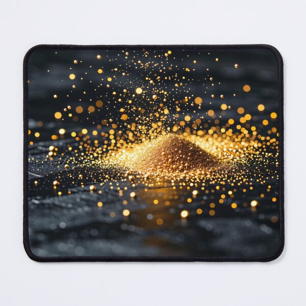 Item preview, Golden Sparkling Dust Rising from Dark Surface with Glowing Particles Creating Magical Abstract Dreamlike Artwork designed and sold by Mimoshi ⭐⭐⭐⭐⭐.