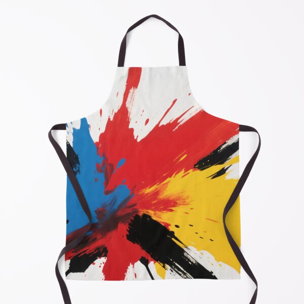 Item preview, Bold Splash of Red Blue Yellow and Black Paint Creating Dynamic Abstract Explosion on White Canvas designed and sold by Mimoshi ⭐⭐⭐⭐⭐.