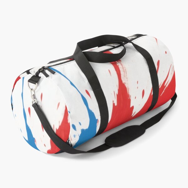 Item preview, Bold Splash of Red Blue Yellow and Black Paint Creating Dynamic Abstract Explosion on White Canvas designed and sold by Mimoshi ⭐⭐⭐⭐⭐.