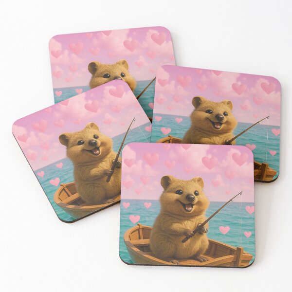 Item preview, cute quokka, fishing in the lake designed and sold by Mauswohn.