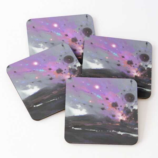 Item preview, Surreal Cosmic Landscape with Exploding Planets and Vibrant Nebula Colors Across Dark Mysterious Alien Terrain designed and sold by Mimoshi ⭐⭐⭐⭐⭐.