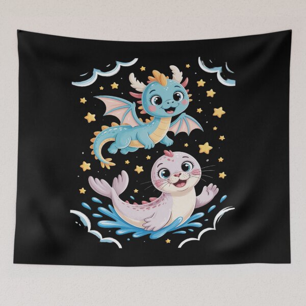 Item preview, Recess Boss Battle Best Friends Cute Seal Adorable Dragon designed and sold by procionartss.
