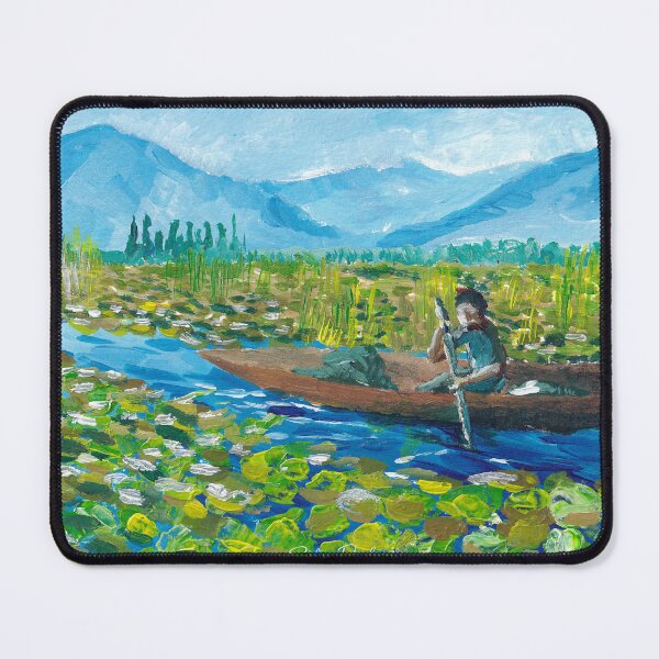 Item preview, Canoeing between waterlilies on Dal lake in Kashmir designed and sold by SoupSouka.