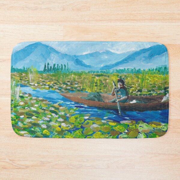 Item preview, Canoeing between waterlilies on Dal lake in Kashmir designed and sold by SoupSouka.