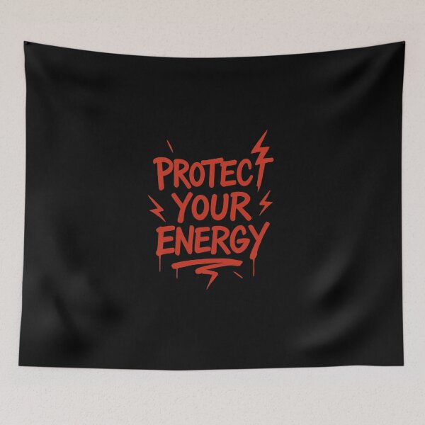 Item preview, Protect Your Energy Quote – Bold Black & White Graffiti Typography with Lightning for Stickers, Apparel & Gifts designed and sold by DailyVibesCo.