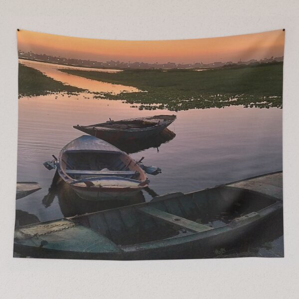 Item preview, Nile river at sunset with boats view. designed and sold by DaliaSabryTee.