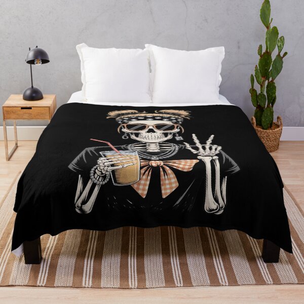 Item preview, Skeleton Girl Drinking Coffee Peace Sign Graphic for Women designed and sold by itsnothatweird.
