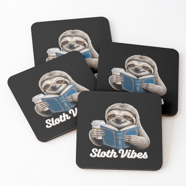 Item preview, Sloth Vibes Reading Coffee Lover Eyeglass Wearing Animal designed and sold by itsnothatweird.