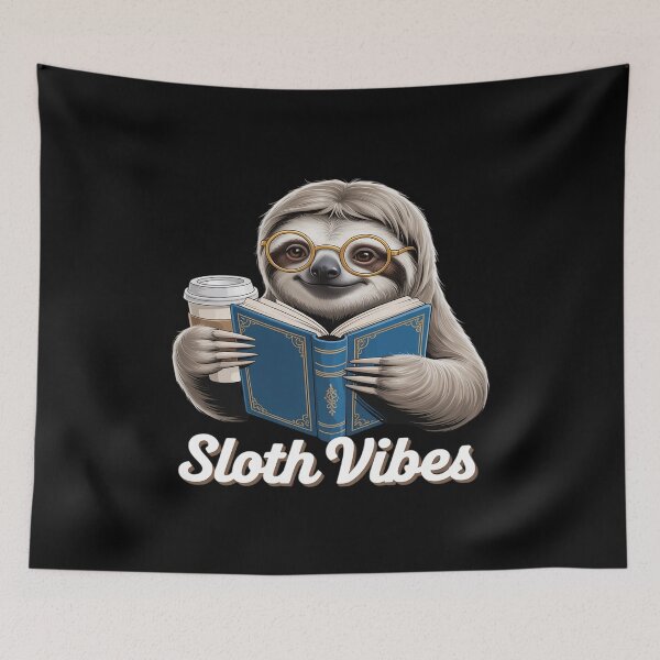 Item preview, Sloth Vibes Reading Coffee Lover Eyeglass Wearing Animal designed and sold by itsnothatweird.