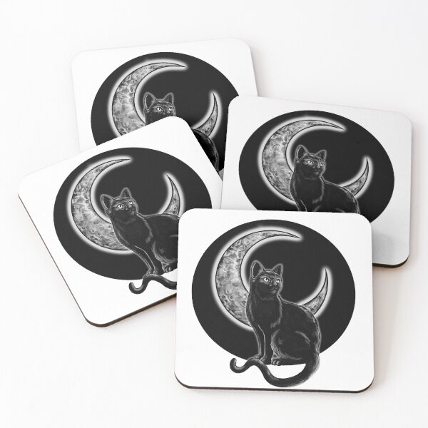 Item preview, Black Cat Crescent Moon designed and sold by Fearshift.