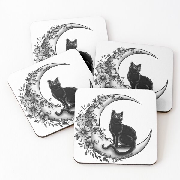 Item preview, Black Cat Floral Moon designed and sold by Fearshift.