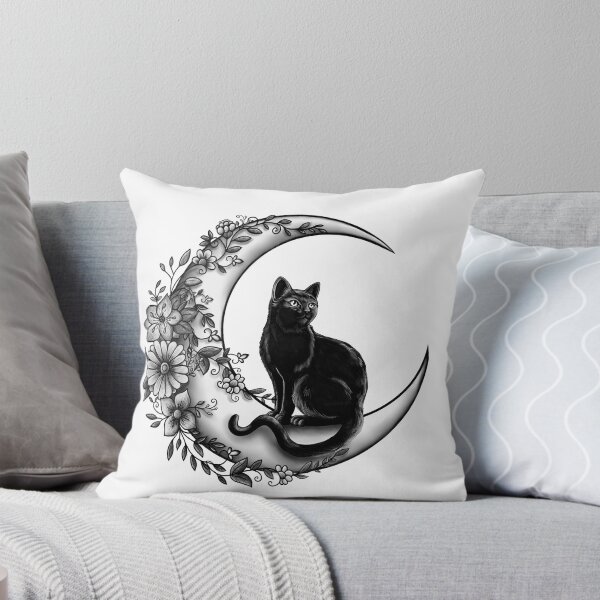 Aperçu de l'œuvre Chat noir et lune florale créée et vendue par Fearshift.