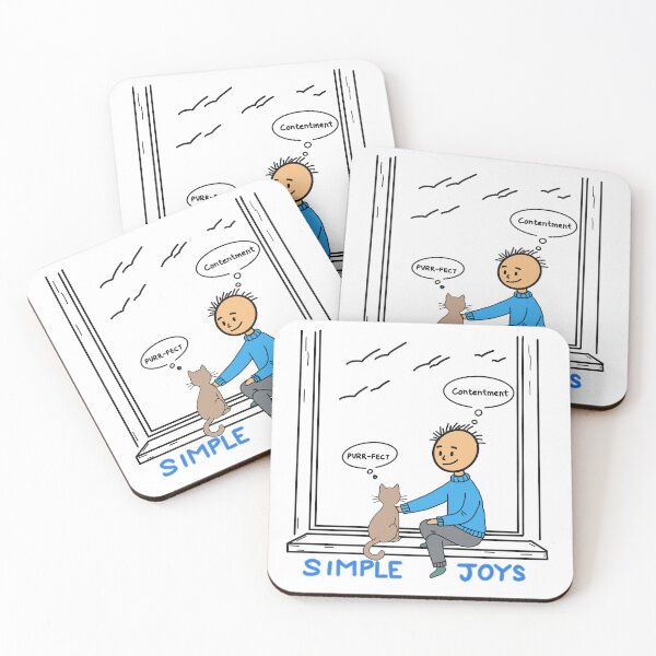 Item preview, Simple Joys with Cats – Cozy Stick Figure Quote Design for Cat Lovers designed and sold by Popstudio85.