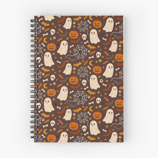 Item preview, Halloween pattern with sweet ghosts batts pumpkins designed and sold by Studio Pico.