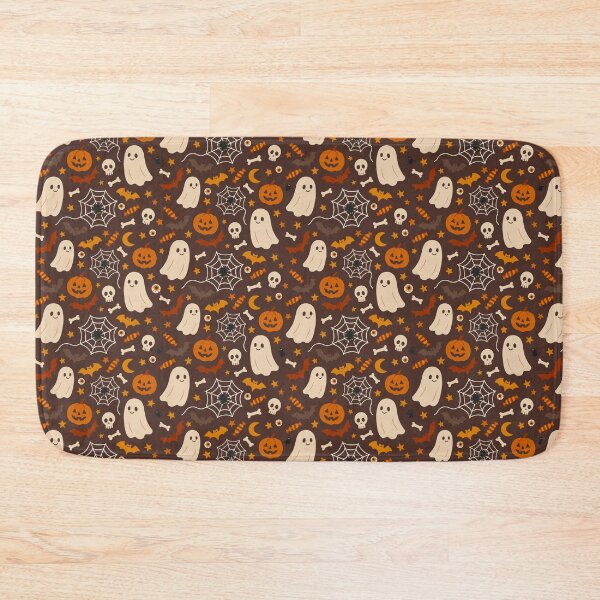 Item preview, Halloween pattern with sweet ghosts batts pumpkins designed and sold by Studio Pico.