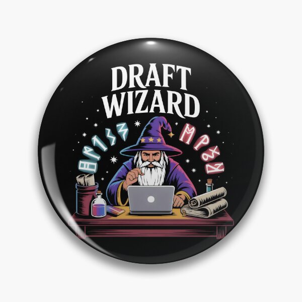 Item preview, Fantasy Draft Wizard with Silver Laptop and Magical Runes designed and sold by SplashTastic.