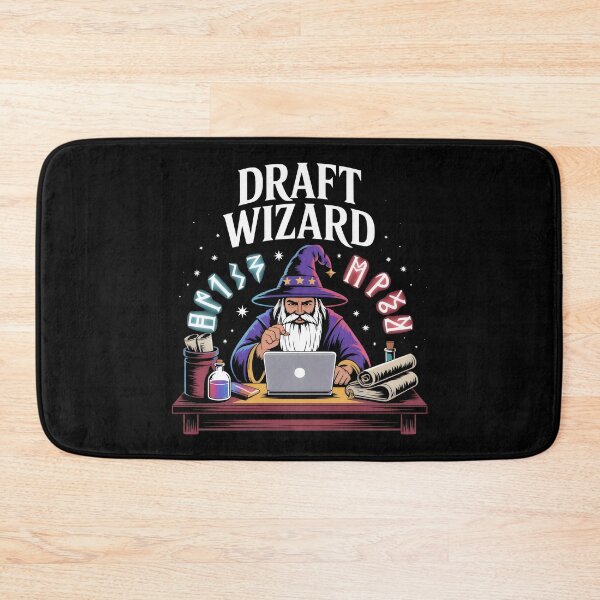 Item preview, Fantasy Draft Wizard with Silver Laptop and Magical Runes designed and sold by SplashTastic.