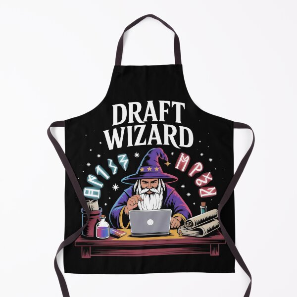 Item preview, Fantasy Draft Wizard with Silver Laptop and Magical Runes designed and sold by SplashTastic.