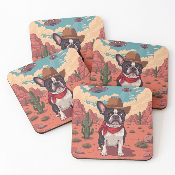 Item preview, French Bulldog Cowboy UFO T-Shirt - Retro Western Frenchie Dog  designed and sold by passiveink.