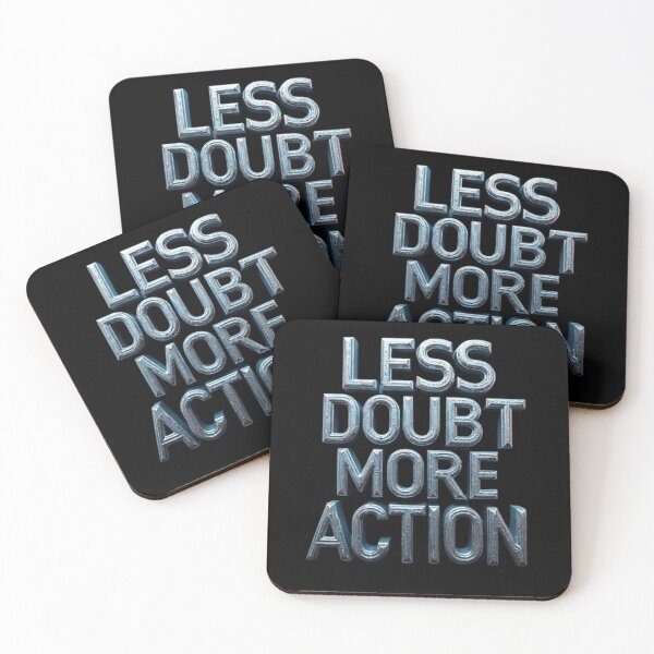 Item preview, Less Doubt More Action Bold Futuristic Typography designed and sold by Life Quotes.