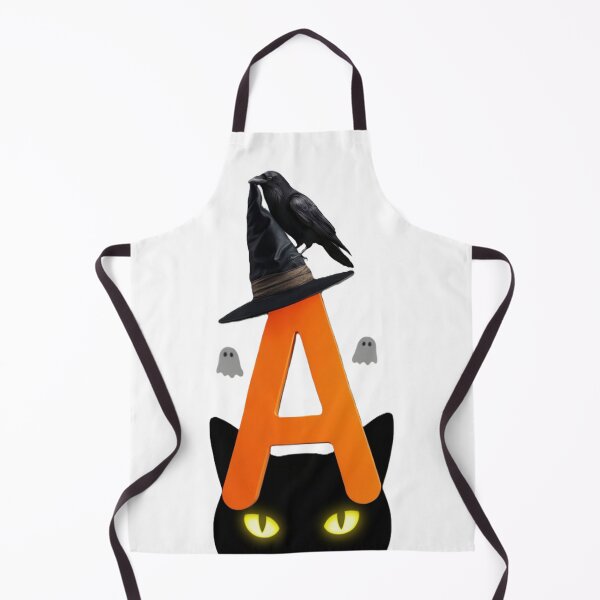 Item preview, Halloween Letter A with Black Cat, Crow, and Witch Hat designed and sold by Mido-artister.