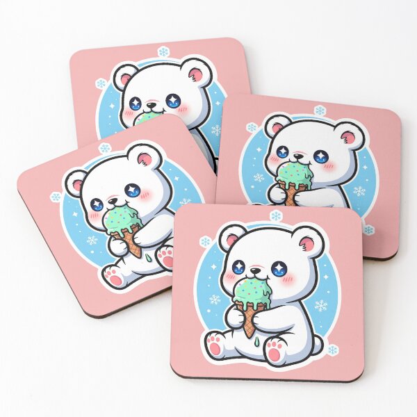 Item preview, Cute Polar Bear Eating Ice Cream Cone Kawaii Winter Animal Dessert designed and sold by bvdesignart.