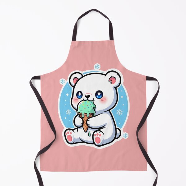 Item preview, Cute Polar Bear Eating Ice Cream Cone Kawaii Winter Animal Dessert designed and sold by bvdesignart.