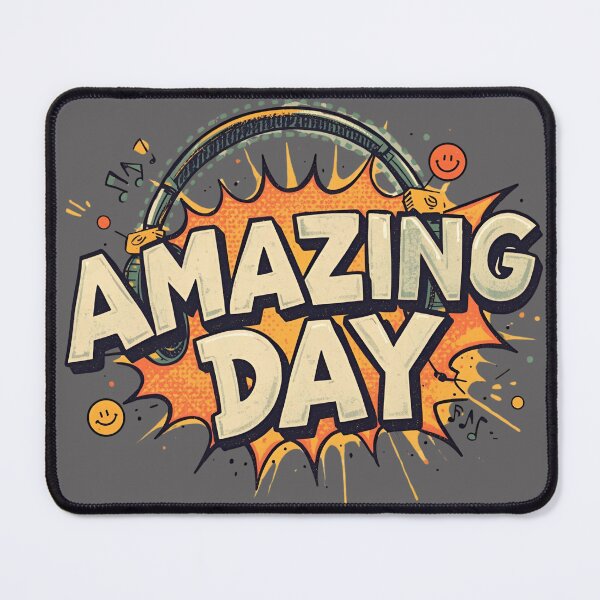 Item preview, Amazing Day – Large font with headphones, small smiles & music notes designed and sold by ParaSiempreS.