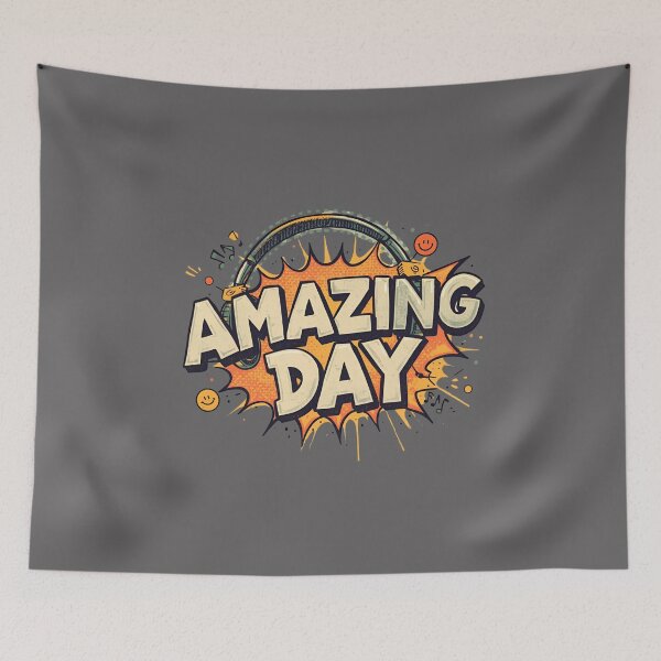 Item preview, Amazing Day – Large font with headphones, small smiles & music notes designed and sold by ParaSiempreS.