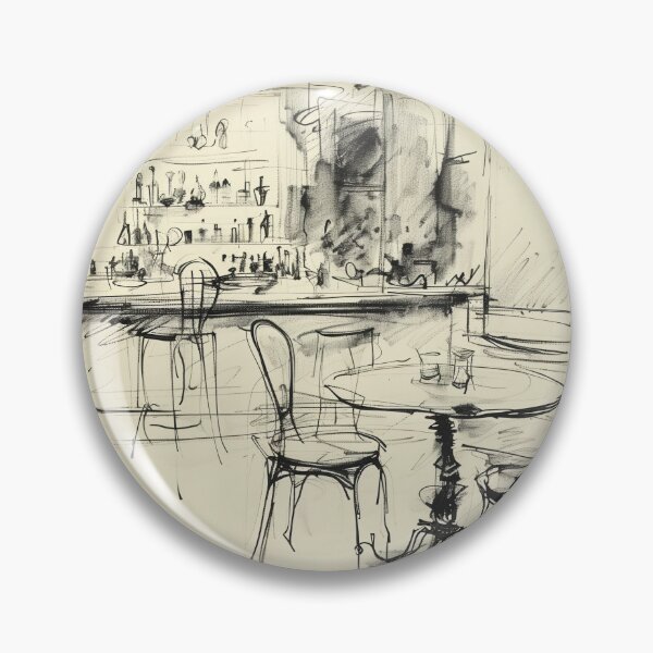 Item preview, Quiet Evening – Vintage Restaurant Interior Sketch designed and sold by SleekLineSketches.