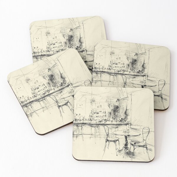 Item preview, Quiet Evening – Vintage Restaurant Interior Sketch designed and sold by SleekLineSketches.