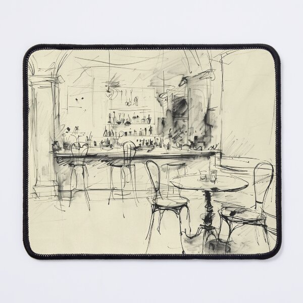 Item preview, Quiet Evening – Vintage Restaurant Interior Sketch designed and sold by SleekLineSketches.