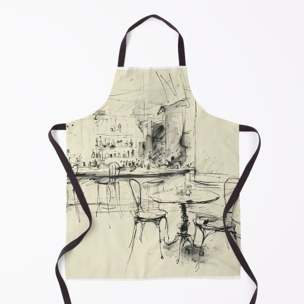 Item preview, Quiet Evening – Vintage Restaurant Interior Sketch designed and sold by SleekLineSketches.