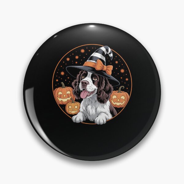 Artikelvorschau, Englisch Setter Hund Whitch Hut Halloween Kürbis Spooky Happy entworfen und verkauft von LeeEvans222.