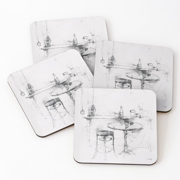 Item preview, Little Cafe Interior Sketch designed and sold by SleekLineSketches.