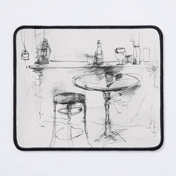 Item preview, Little Cafe Interior Sketch designed and sold by SleekLineSketches.