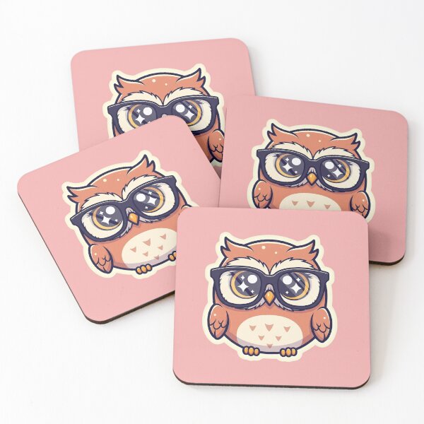 Item preview, Cute Owl With Glasses Kawaii Smart Bird Nerd Bookworm Animal Art designed and sold by bvdesignart.