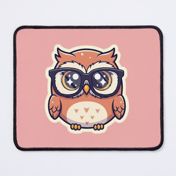 Item preview, Cute Owl With Glasses Kawaii Smart Bird Nerd Bookworm Animal Art designed and sold by bvdesignart.