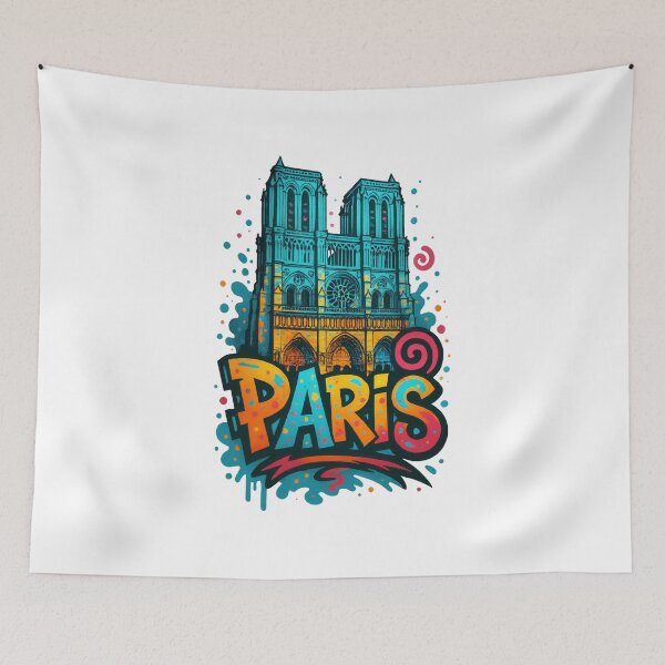 Item preview, Notre Dame PARIS - Vibrant Graffiti City Design designed and sold by Earth Celebration Designs.
