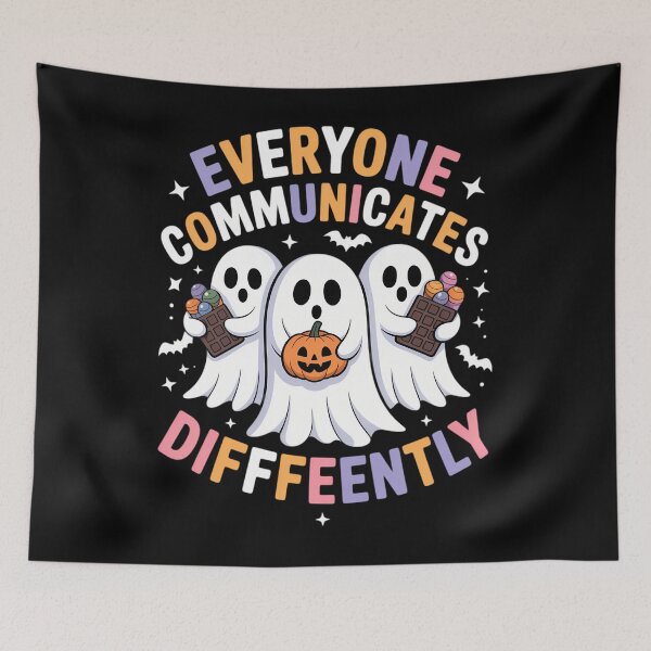 Item preview, Everyone Communicates Differently Halloween Autism Teacher designed and sold by LeeEvans222.
