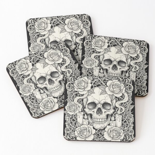 Item preview, Baroque Skull and Roses Engraving | Vintage Gothic Tattoo Art Illustration designed and sold by CopyPasteCommit.