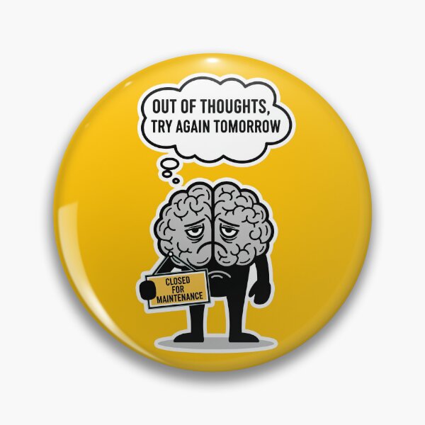 Item preview, Sad Brain Illustration – Out of Thoughts Try Again Tomorrow – Funny Mental Health Cartoon with Closed for Maintenance Sign designed and sold by C.Kav.Art.