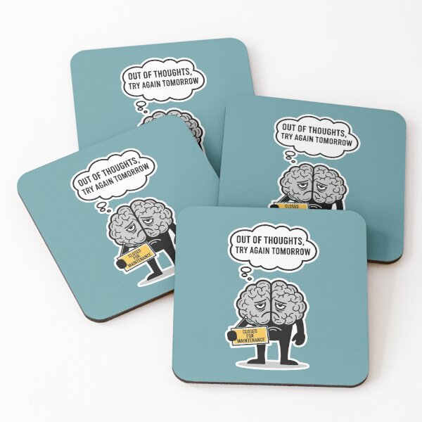 Item preview, Sad Brain Illustration – Out of Thoughts Try Again Tomorrow – Funny Mental Health Cartoon with Closed for Maintenance Sign designed and sold by C.Kav.Art.