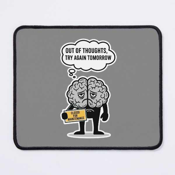 Item preview, Sad Brain Illustration – Out of Thoughts Try Again Tomorrow – Funny Mental Health Cartoon with Closed for Maintenance Sign designed and sold by C.Kav.Art.