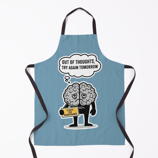Item preview, Sad Brain Illustration – Out of Thoughts Try Again Tomorrow – Funny Mental Health Cartoon with Closed for Maintenance Sign designed and sold by C.Kav.Art.