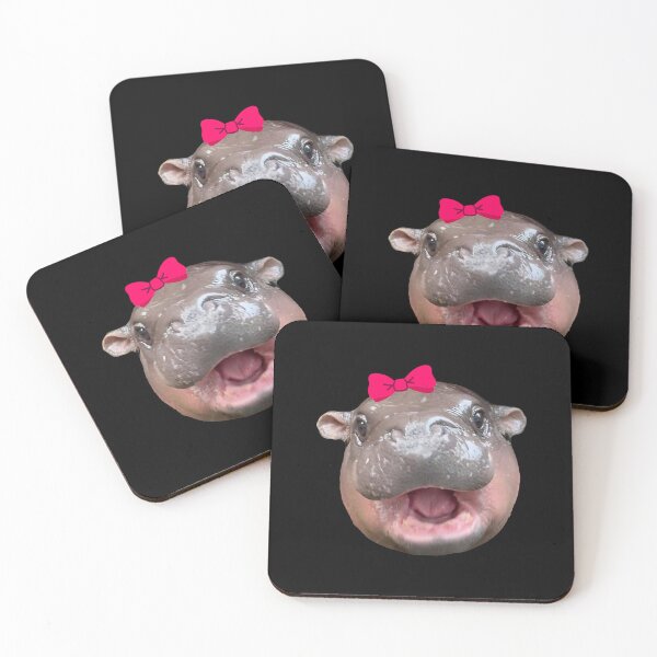 Item preview, Funny Moo Deng Hippo Cute Baby Pygmy Coquette Pink Bow Women designed and sold by ChristineRobins.